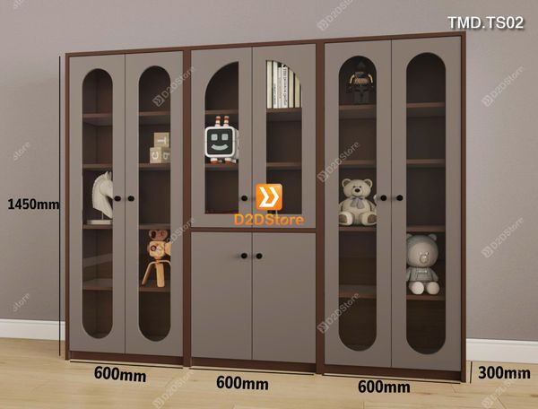 Bộ 3 tủ sách module cánh kính 3 màu khác nhau dễ dàng tháo lắp di chuyển mã TMD.TS02
