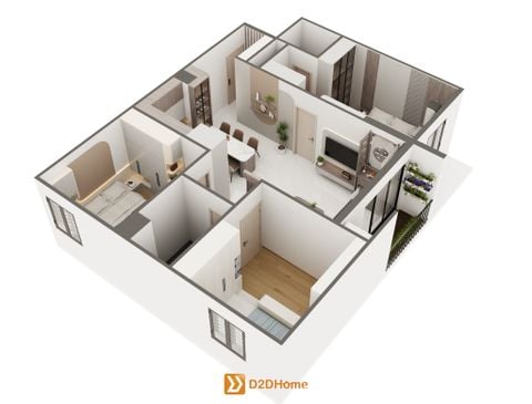 Green Town Bình Tân căn hộ 2 phòng ngủ nhà chị Uyên