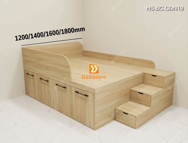 Giường lưu trữ thông minh nhiều kích thước mã HS.BC.GDN19