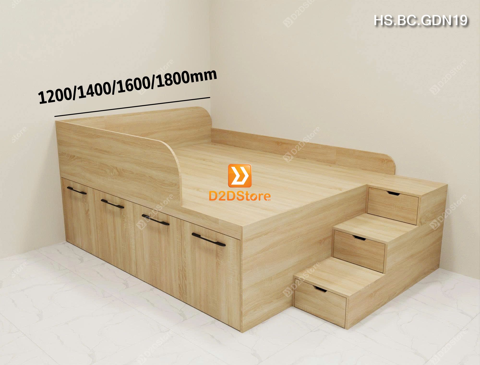  Giường lưu trữ thông minh nhiều kích thước mã HS.BC.GDN19 