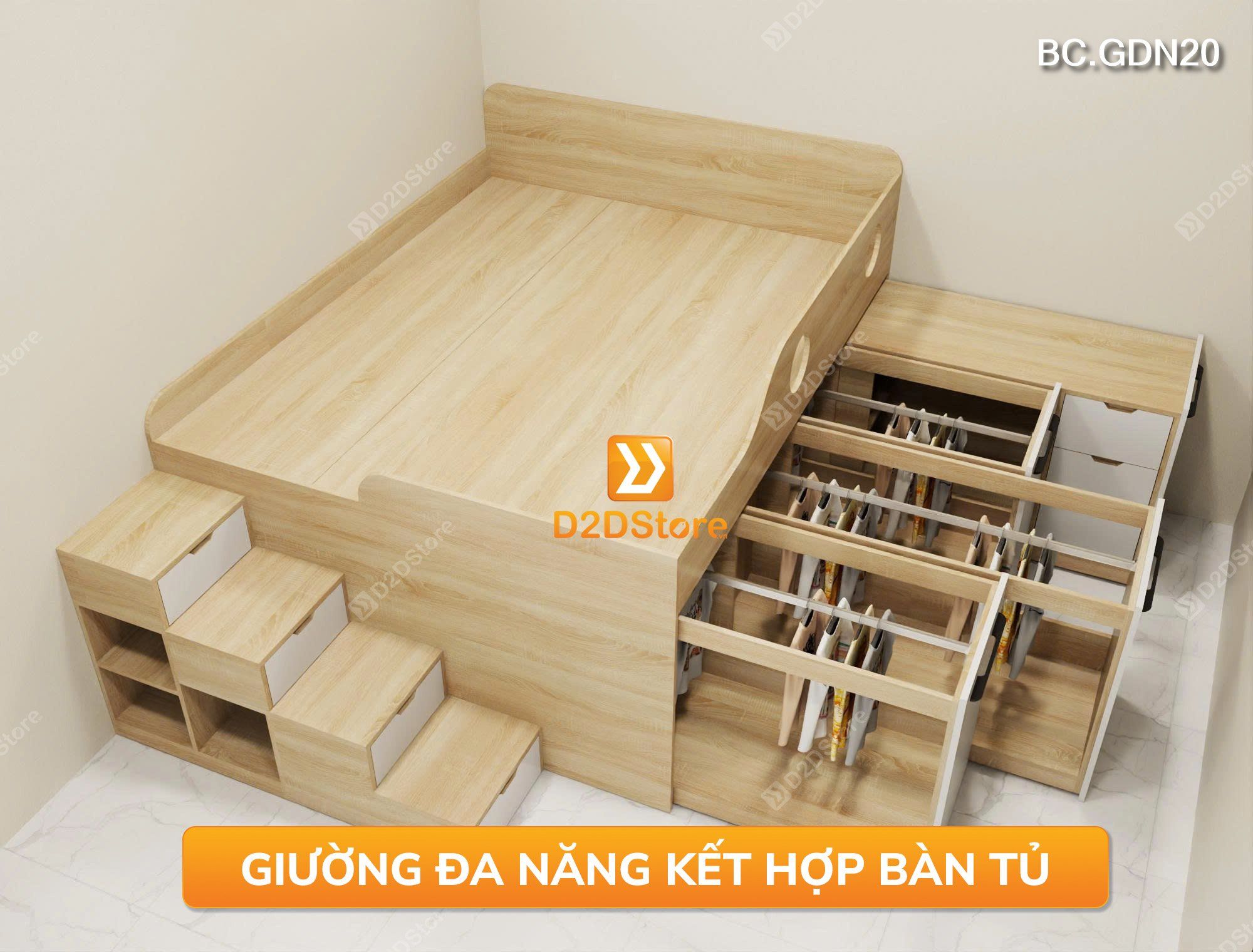  Giường ngủ kết hợp tủ lưu trữ đa năng nhiều kích thước mã BC.GDN20 