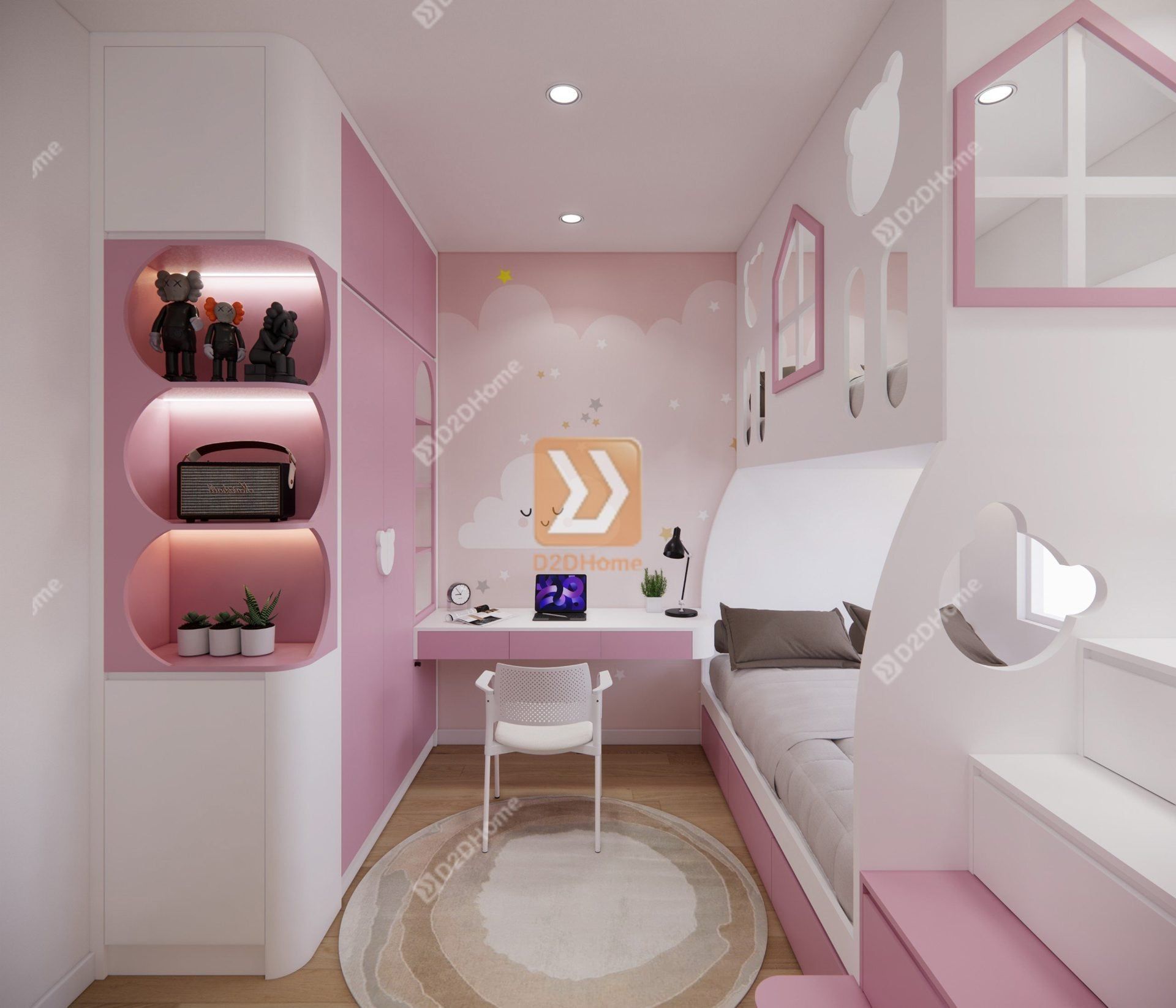  Phòng ngủ giường tầng cho 2 gái nhà anh Nam 