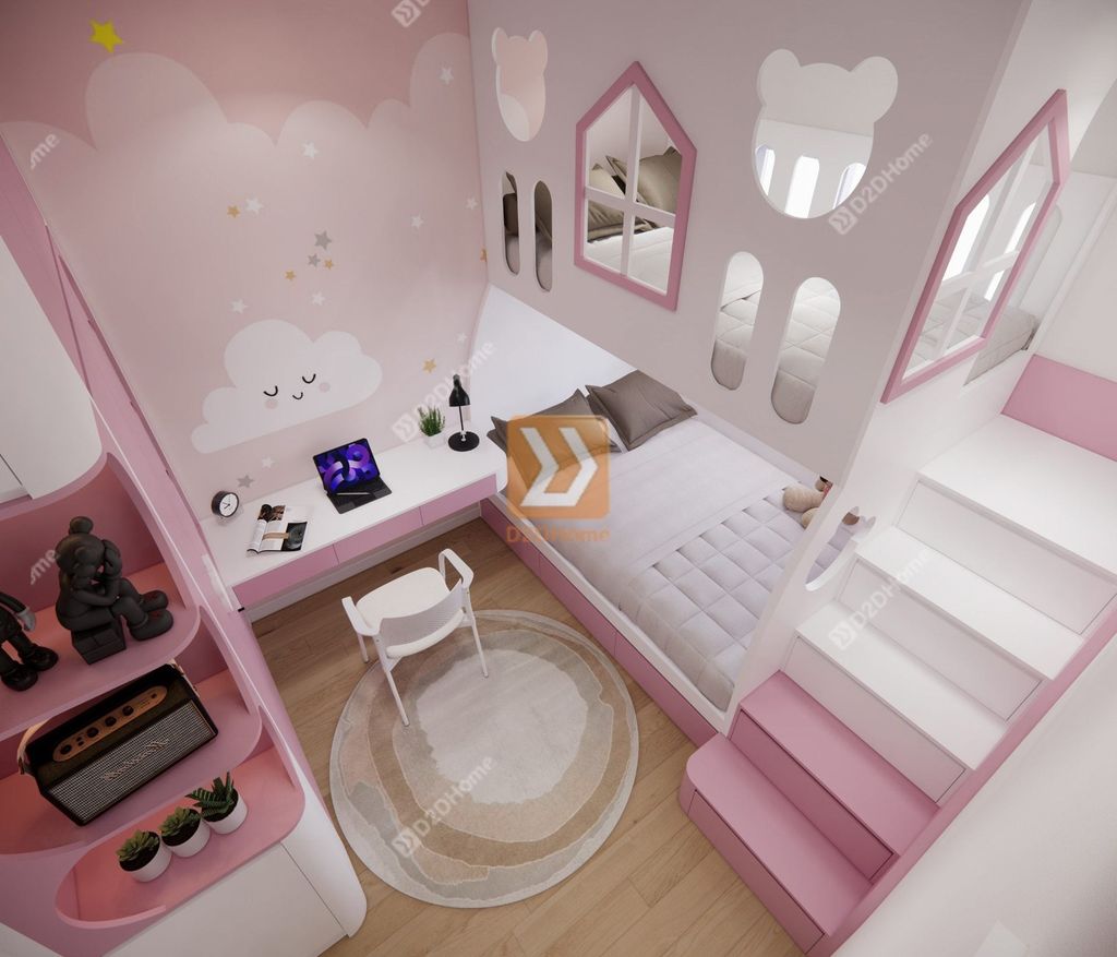 Phòng ngủ giường tầng cho 2 gái nhà anh Nam