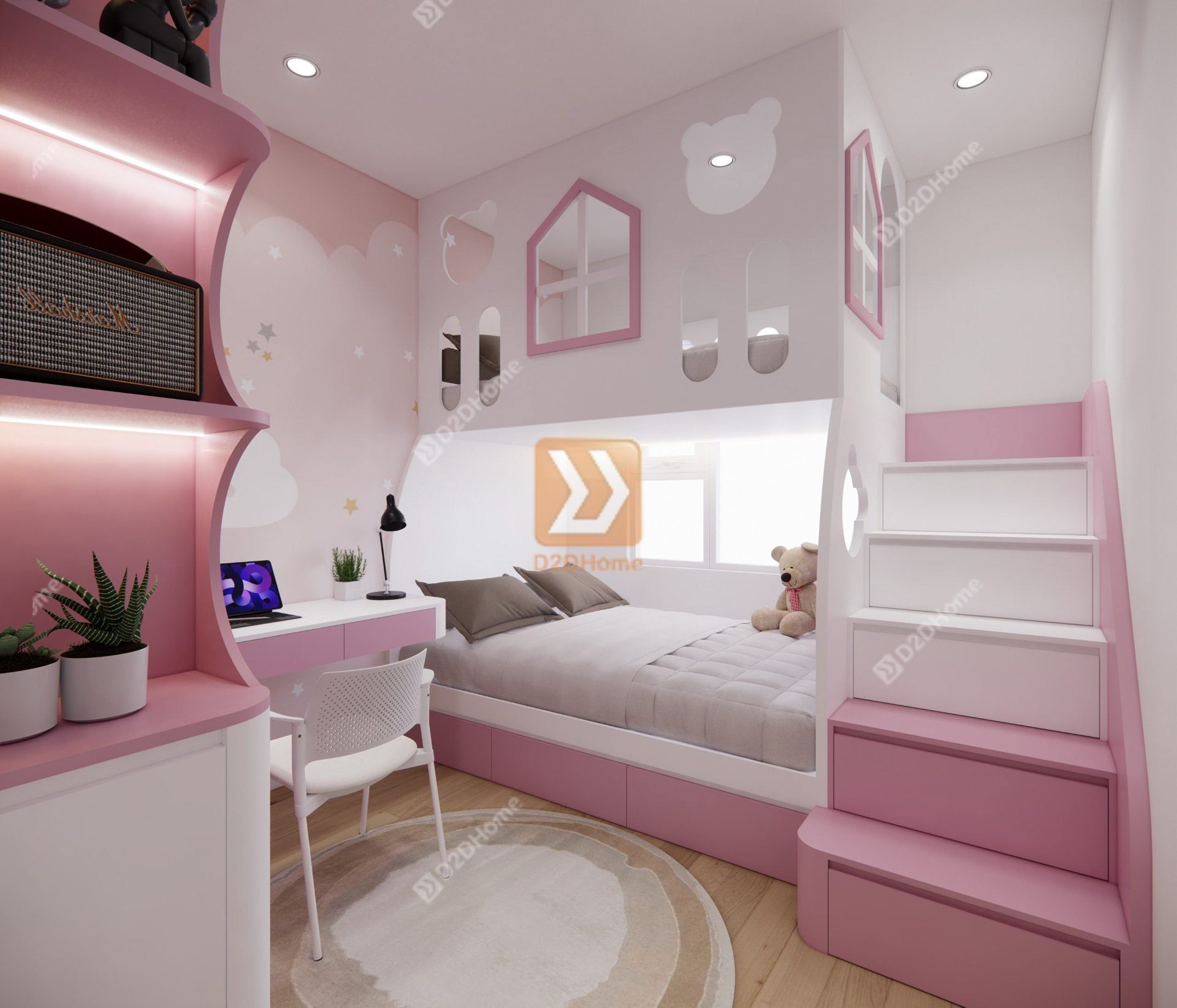  Phòng ngủ giường tầng cho 2 gái nhà anh Nam 