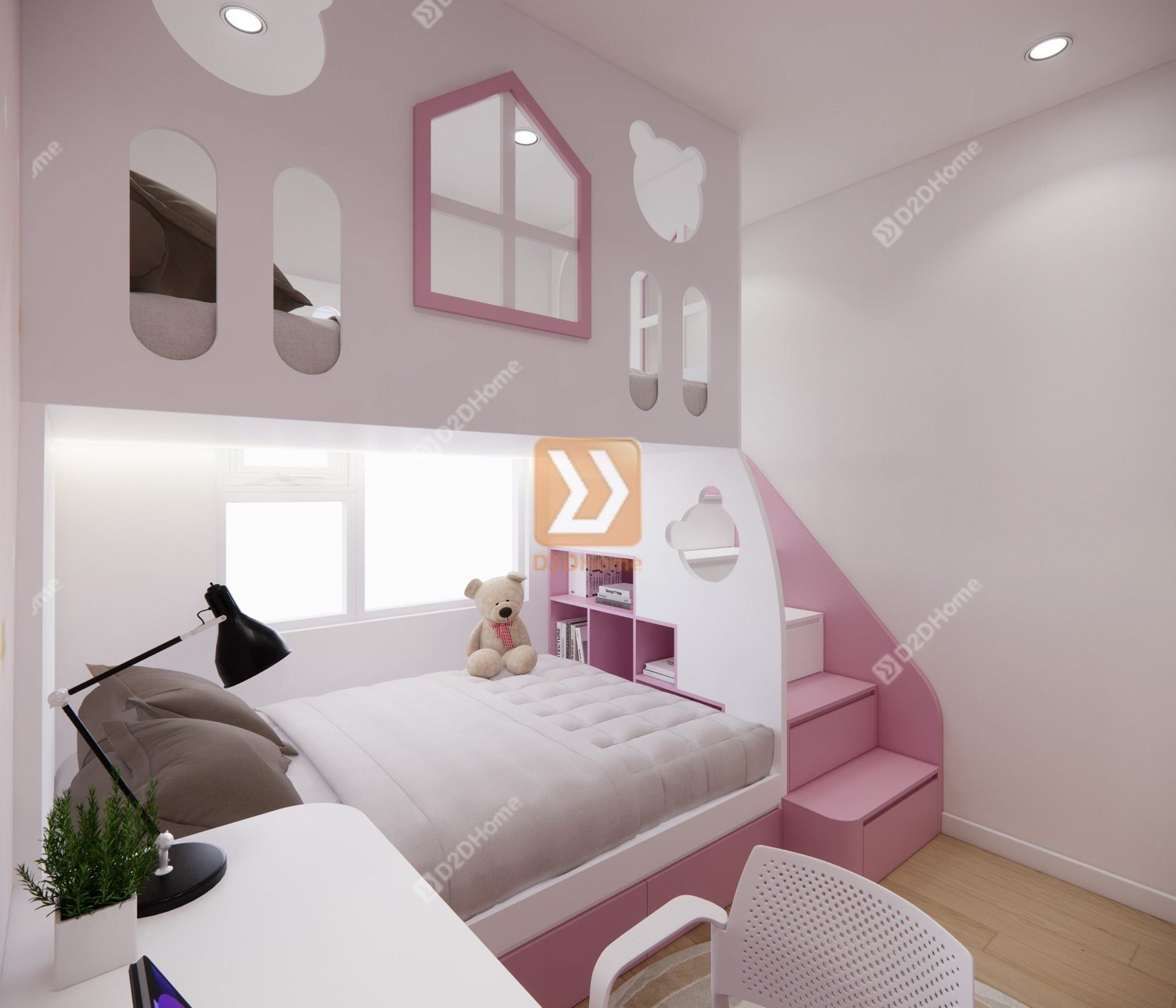  Phòng ngủ giường tầng cho 2 gái nhà anh Nam 