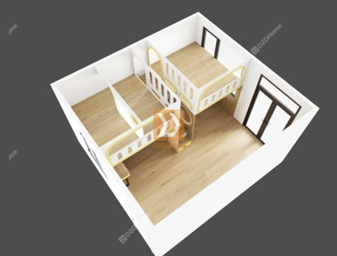 Phòng ngủ giường tầng cho 3 bé trai nhà chị Hoa