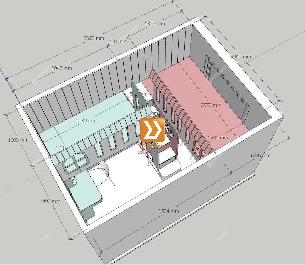 Phòng ngủ giường tầng cho 1 bé trai và 1 bé gái nhà chị Thảo Trần