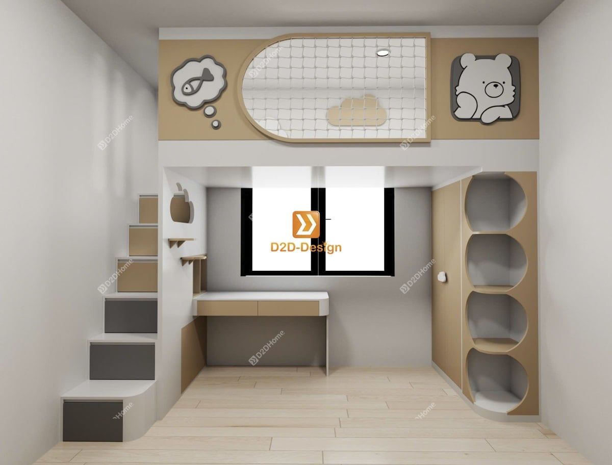 Phòng ngủ giường tầng cho 1 bé gái nhà anh Trí