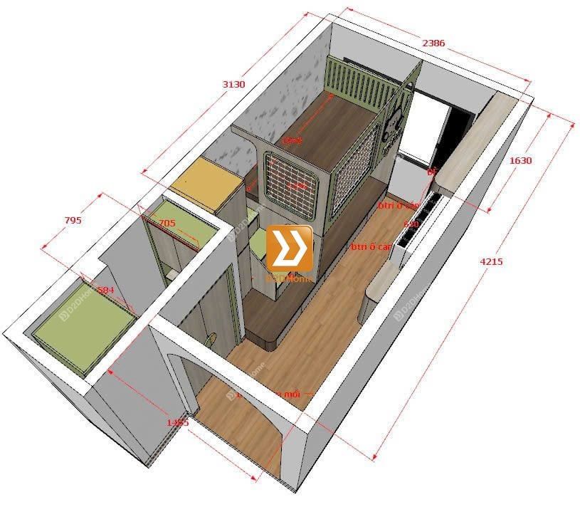  Phòng ngủ giường tầng cho 2 bé trai nhà chị Perong Trang 