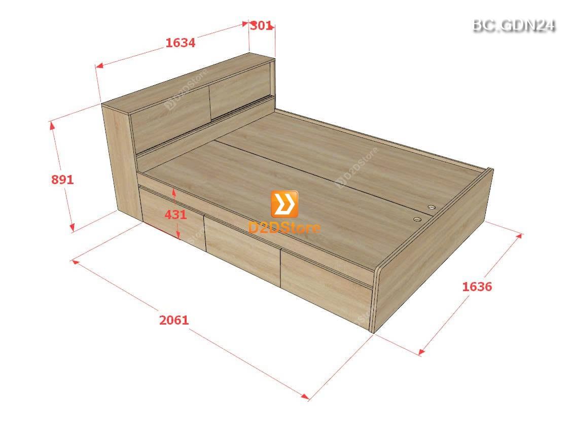  Giường thông minh nhiều ngăn lưu trữ nhiều kích thước mã BC.GDN24 