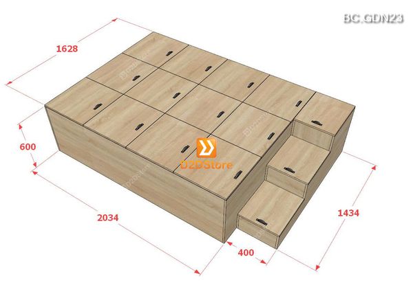 Giường ngủ kết hợp tủ lưu trữ nhiều kích thước mã BC.GDN23