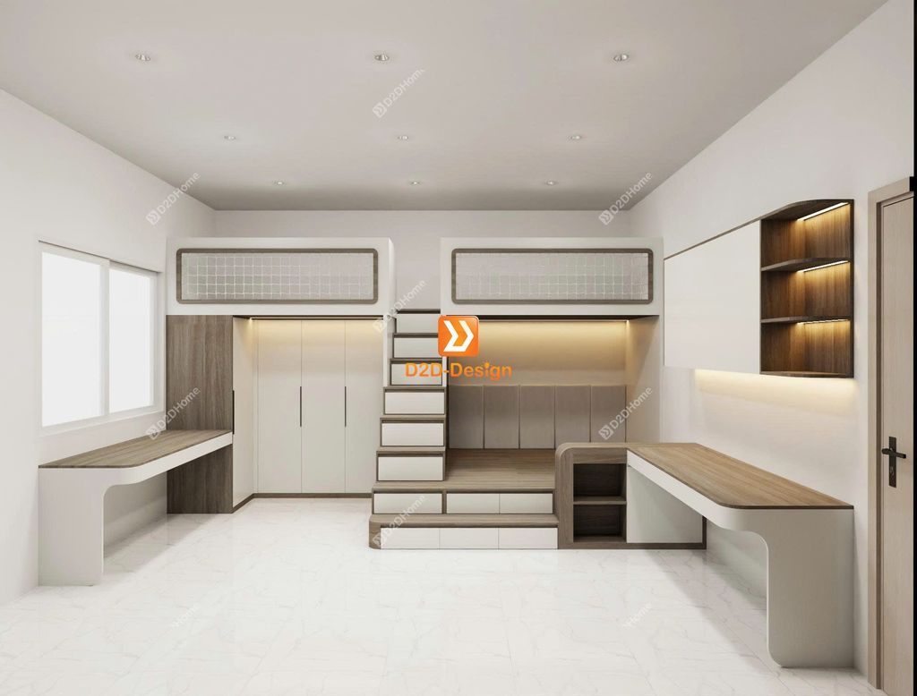 Phòng ngủ giường tầng cho 3 bé trai nhà chị Ngọc My