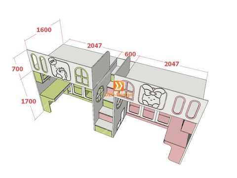 Phòng ngủ giường tầng cho 2 bé trai và gái nhà chị Trinh Phạm
