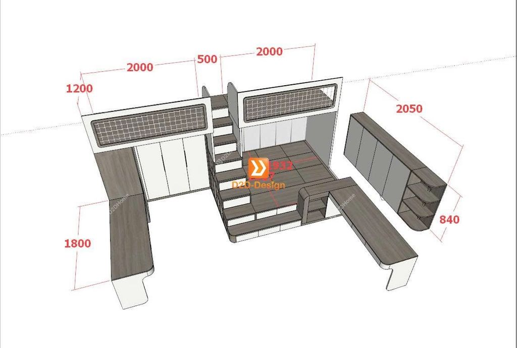 Phòng ngủ giường tầng cho 3 bé trai nhà chị Ngọc My