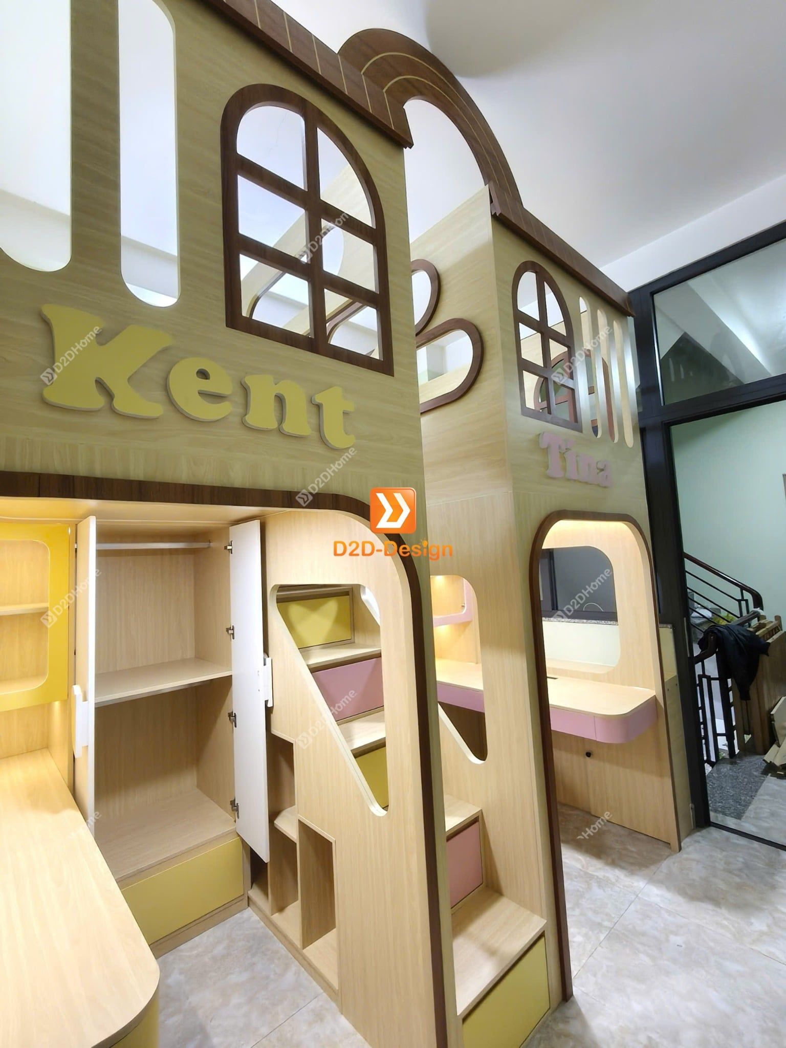  Hệ giường tầng cho 2 bé trai và gái nhà chị Ninh 