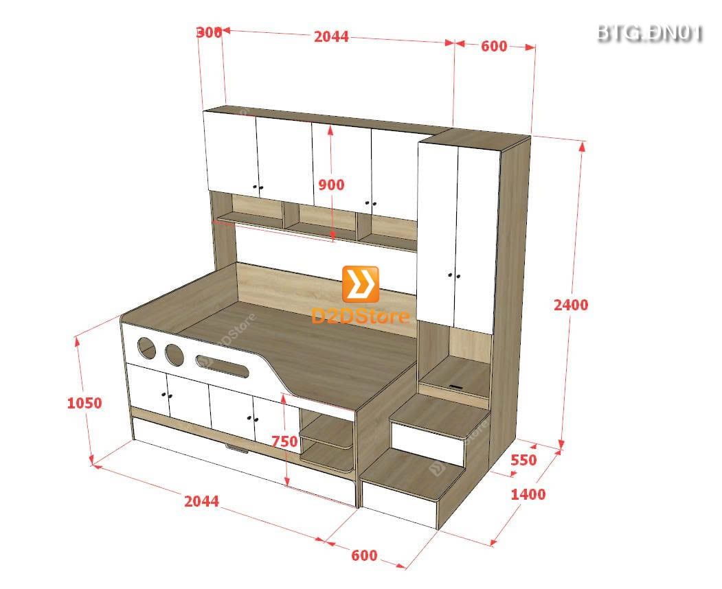  Bộ tủ giường đa năng BTG.ĐN01 