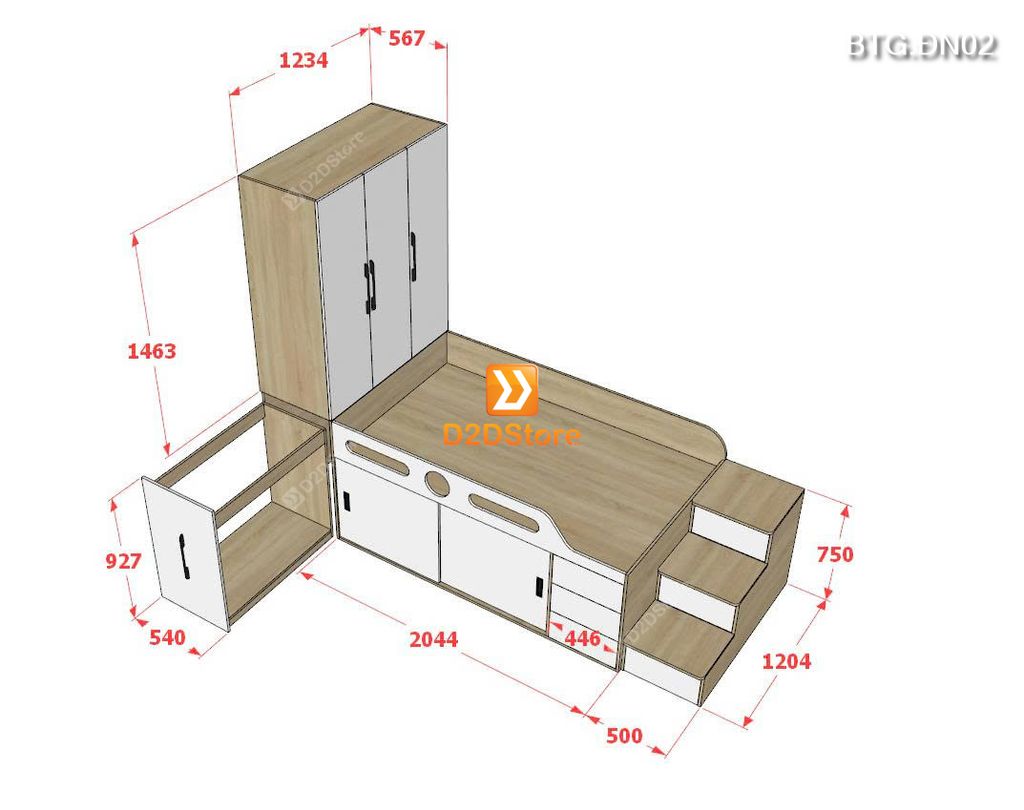 Bộ tủ giường đa năng BTG.ĐN02