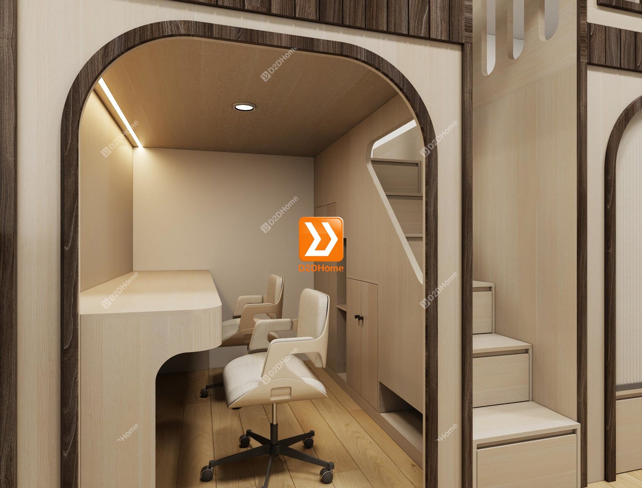  Phòng ngủ giường tầng cho bố mẹ và 2 bé trai nhà chị Thu Nhi 