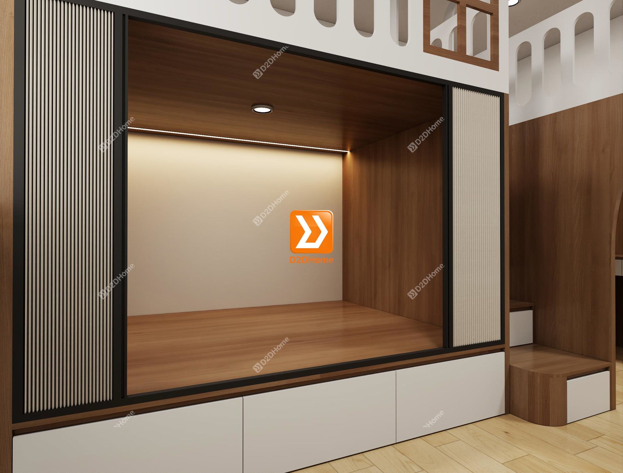  Phòng ngủ giường tầng cho bố mẹ và 2 bé trai nhà chị Hải Âu 