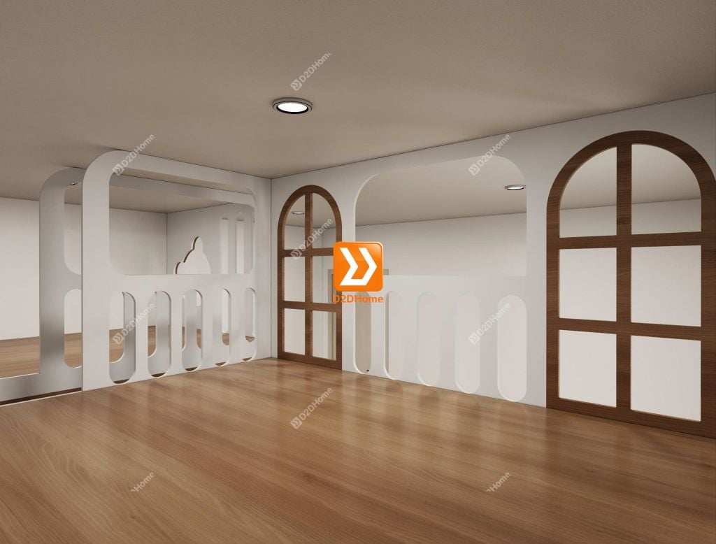 Phòng ngủ giường tầng cho bố mẹ và 2 bé trai nhà chị Hải Âu