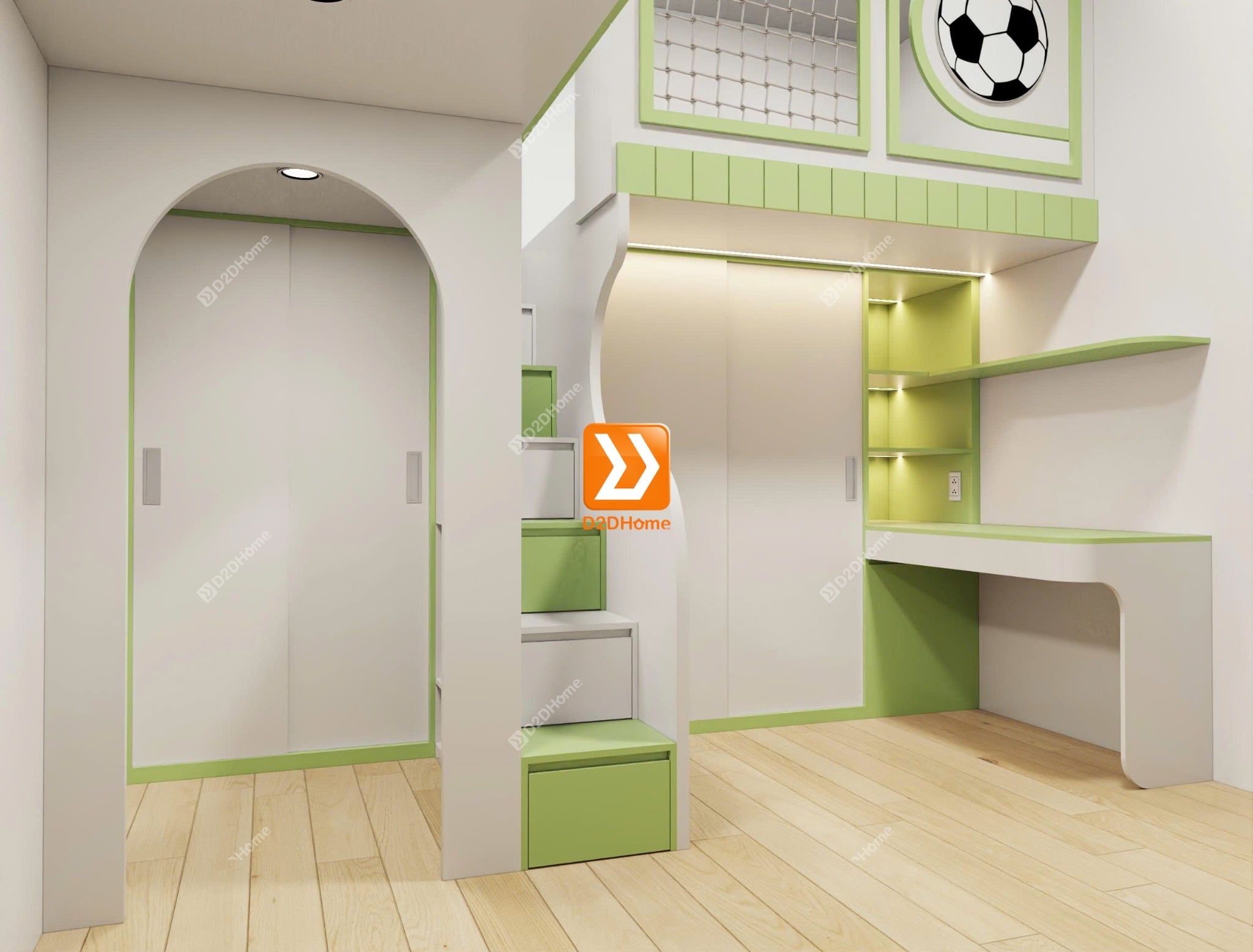  Phòng ngủ giường tầng cho 2 bé trai nhà chị Nguyệt Hiền 