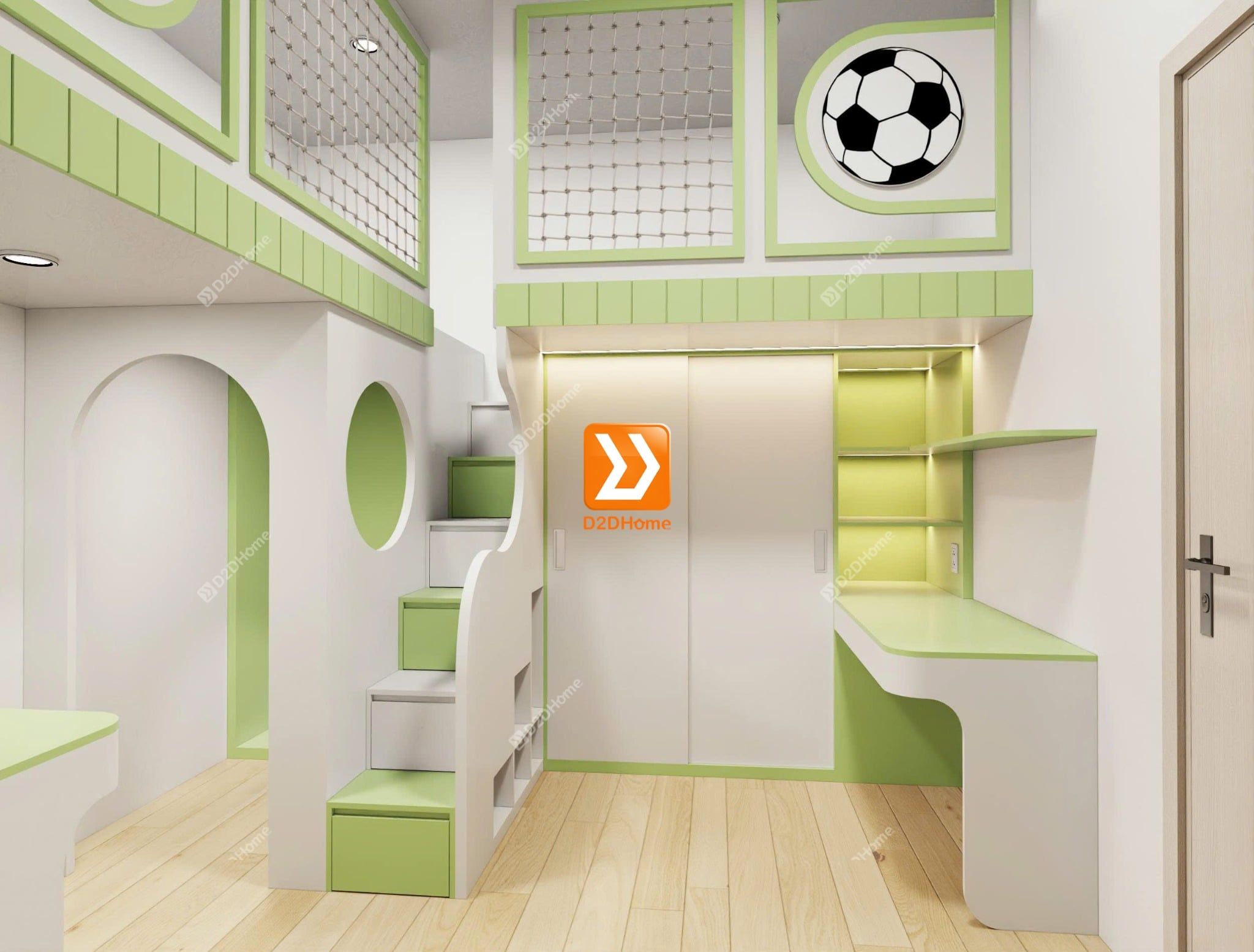  Phòng ngủ giường tầng cho 2 bé trai nhà chị Nguyệt Hiền 