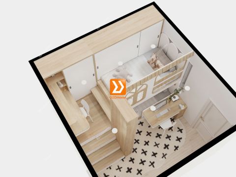 Phòng ngủ giường tầng 2 bé trai nhà anh Quang Huy