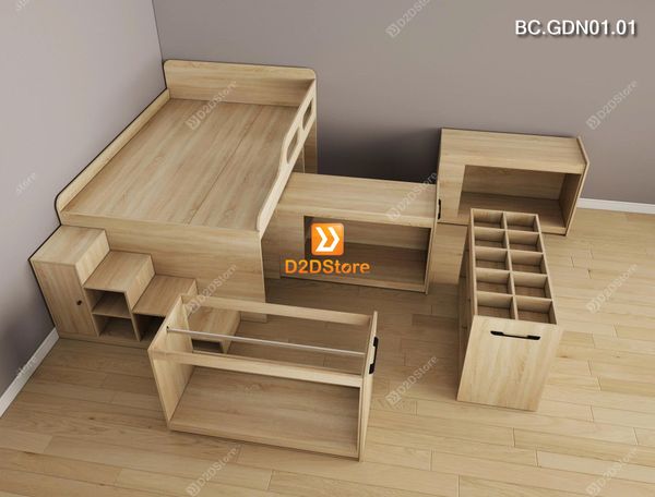 Giường đa năng kết hợp tủ kéo và bàn học mã BC.GDN01.01