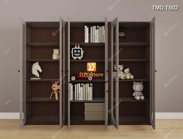 Bộ 3 tủ sách module cánh kính 3 màu khác nhau dễ dàng tháo lắp di chuyển mã TMD.TS02