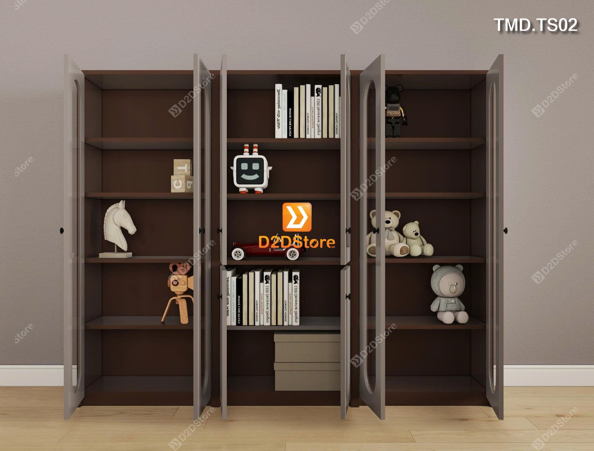  Bộ 3 tủ sách module cánh kính 3 màu khác nhau dễ dàng tháo lắp di chuyển mã TMD.TS02 