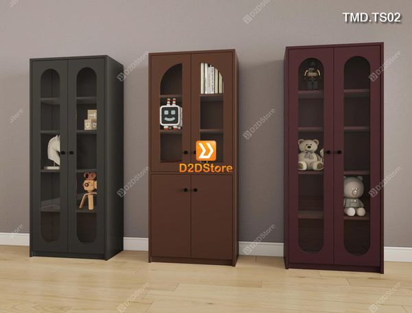 Bộ 3 tủ sách module cánh kính 3 màu khác nhau dễ dàng tháo lắp di chuyển mã TMD.TS02