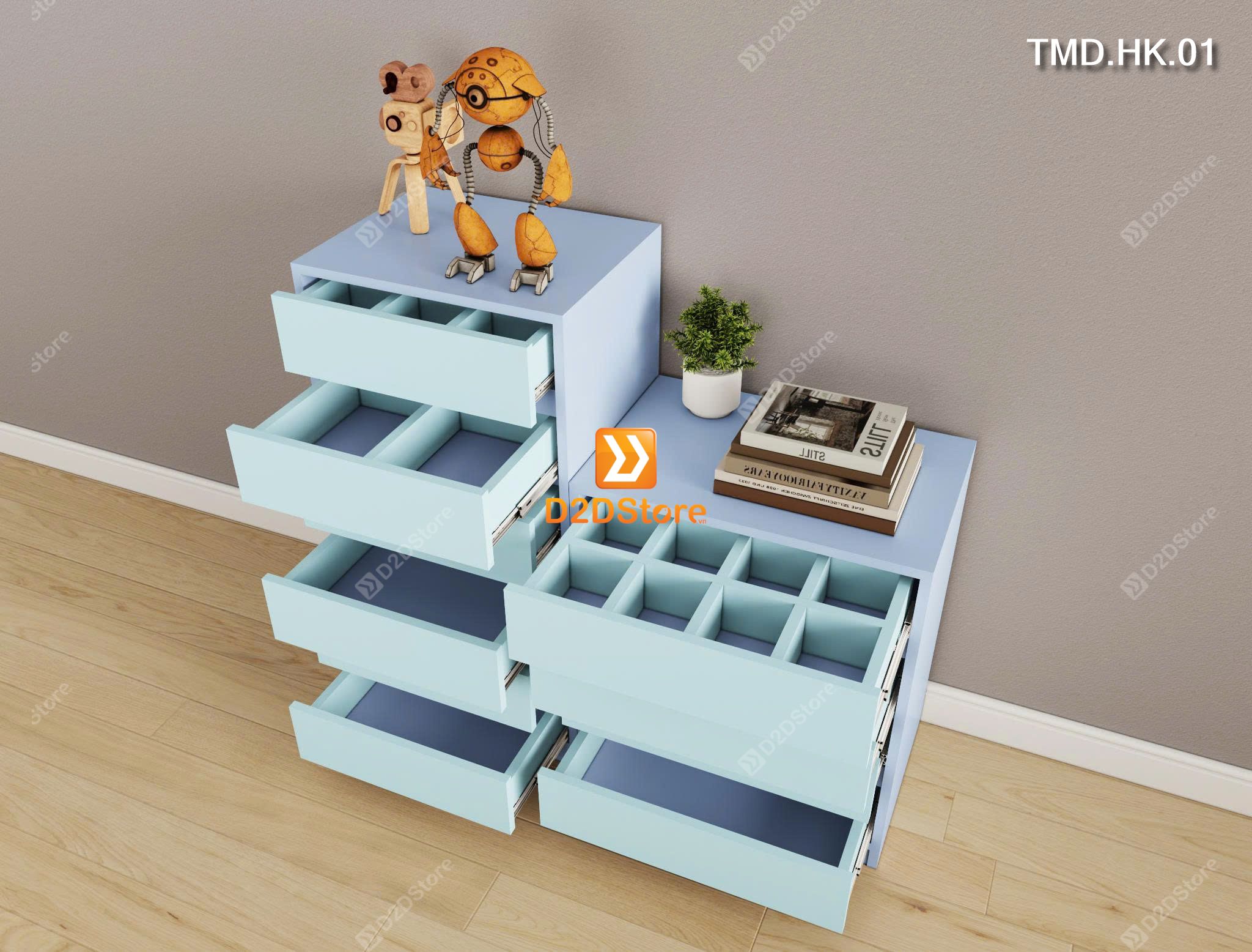  Bộ 2 tủ module có 10 ngăn kéo đựng đồ dùng tiện ích mã TMD.HK.01 