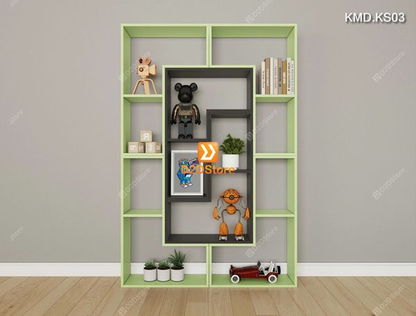 Bộ 6 kệ module xếp thành kệ sách nghệ thuật linh hoạt kích thước linh hoạt kiểu xếp trang trí mã KMD.KS03