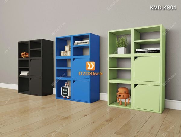 Bộ 18 kệ module nhỏ xếp thành kệ sách trang trí sáng tạo cho bé mã KMD.KS04