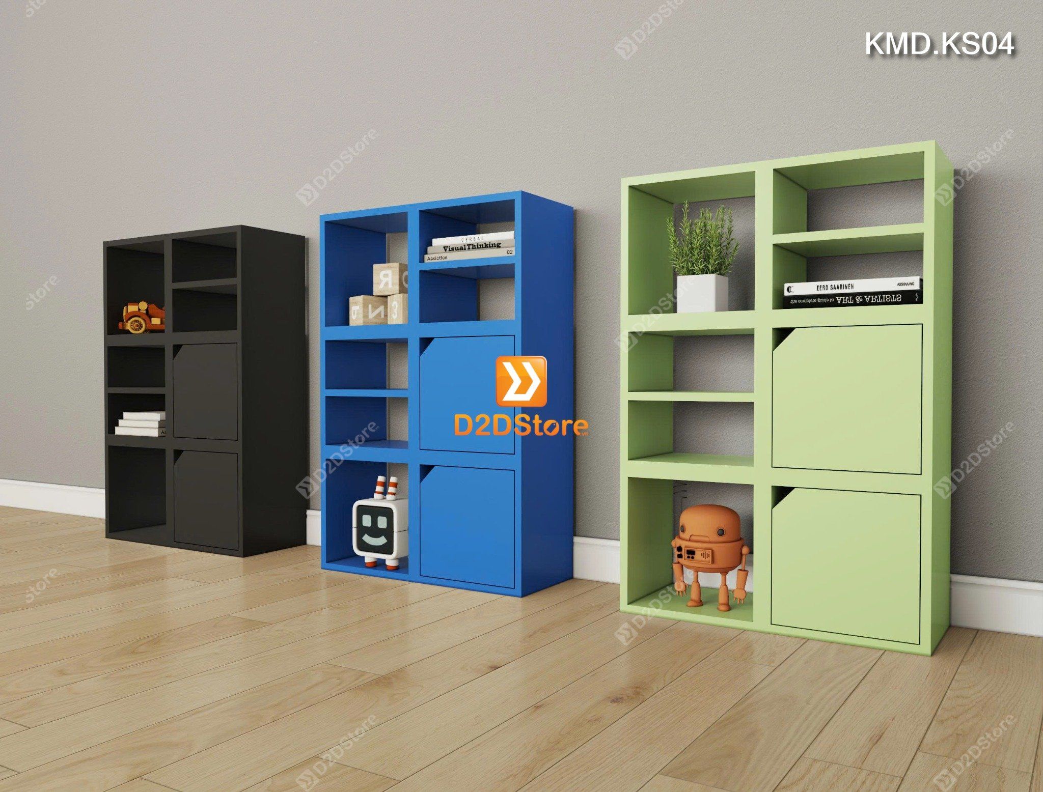  Bộ 18 kệ module nhỏ xếp thành kệ sách trang trí sáng tạo cho bé mã KMD.KS04 