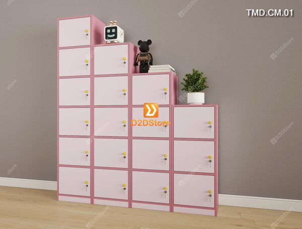 Bộ 4 tủ module chiều cao tăng dần có cánh tủ có khóa đựng đa dạng đồ dùng cá nhân mã TMD.CM.01