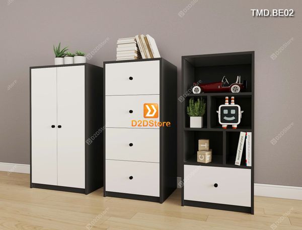Bộ 3 tủ module cho bé đựng quần áo, sách vở, đồ chơi mã TMD.BE02