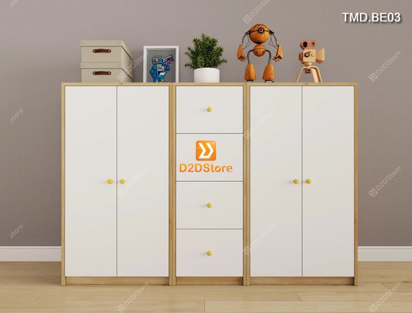 Bộ 3 tủ module cho bé đựng quần áo, sách vở, đồ chơi mã TMD.BE03