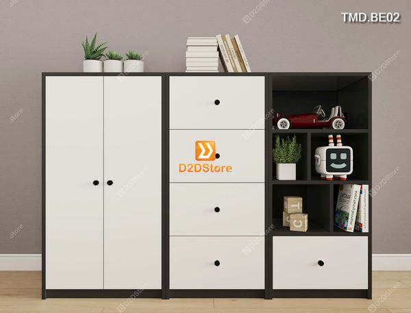 Bộ 3 tủ module cho bé đựng quần áo, sách vở, đồ chơi mã TMD.BE02