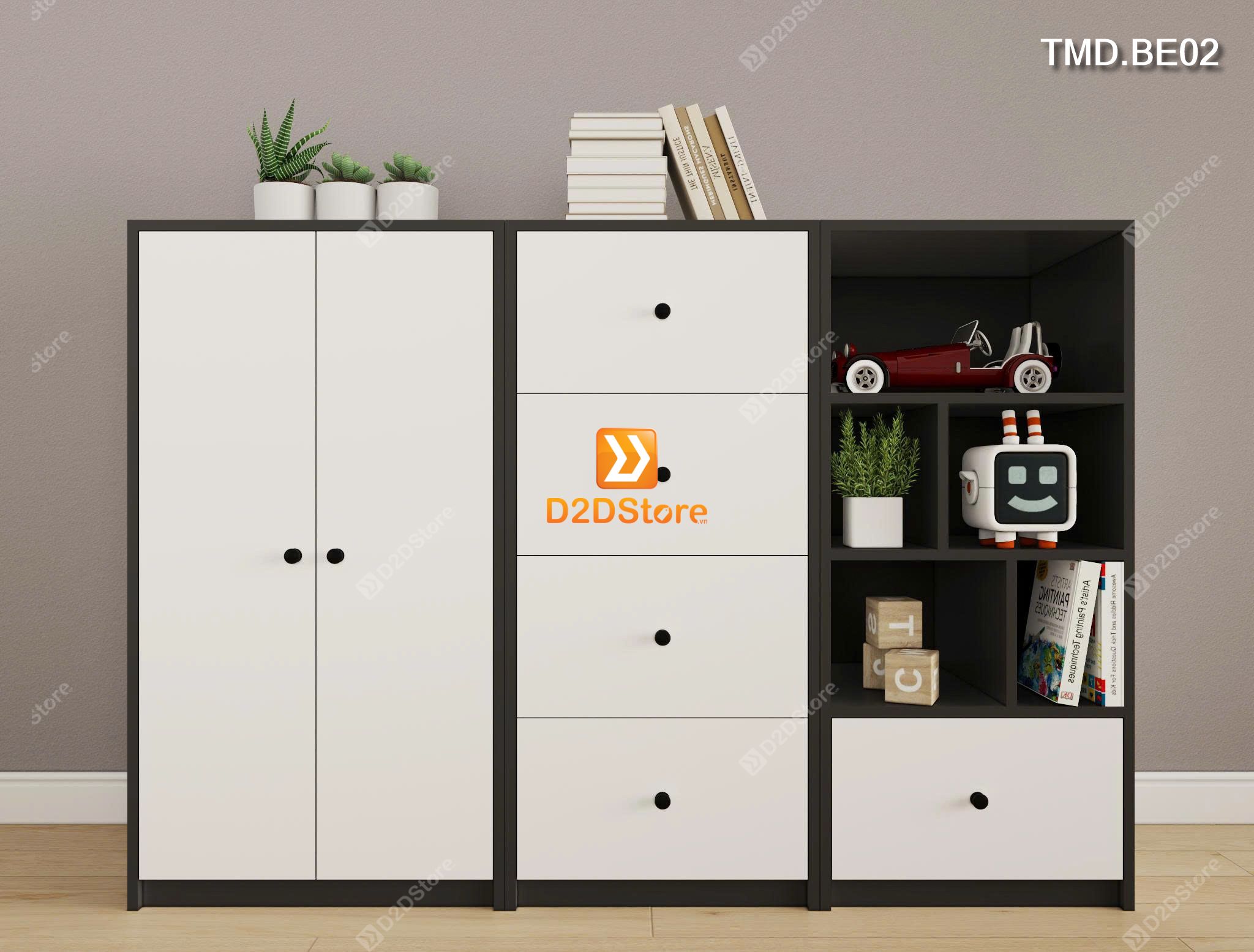  Bộ 3 tủ module cho bé đựng quần áo, sách vở, đồ chơi mã TMD.BE02 