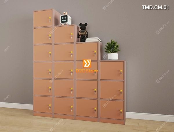 Bộ 4 tủ module chiều cao tăng dần có cánh tủ có khóa đựng đa dạng đồ dùng cá nhân mã TMD.CM.01