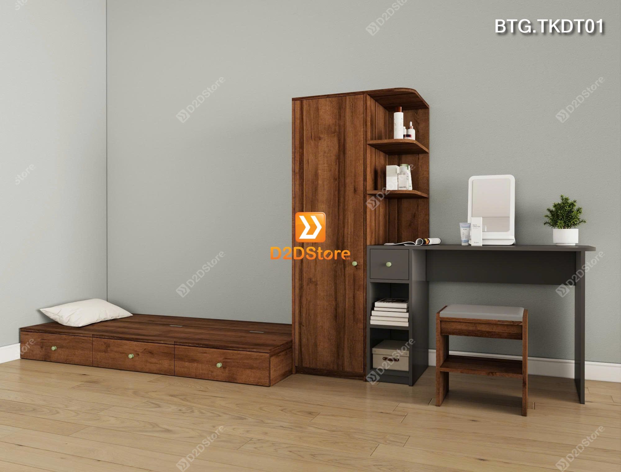  Bộ phòng ngủ dành cho học sinh sinh viên xếp gọn tiết kiệm diện tích linh hoạt di chuyển mã BTG.TKDT01 