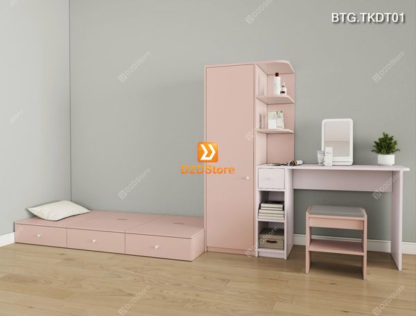 Bộ phòng ngủ dành cho học sinh sinh viên xếp gọn tiết kiệm diện tích linh hoạt di chuyển mã BTG.TKDT01