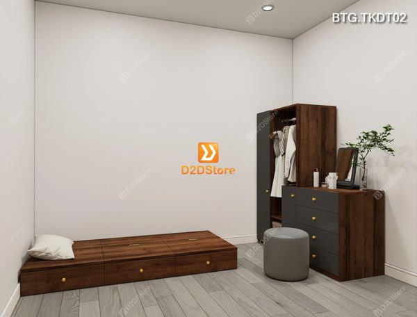 Bộ phòng ngủ dành cho người độc thân xếp gọn tiết kiệm diện tích linh hoạt di chuyển mã BTG.TKDT02