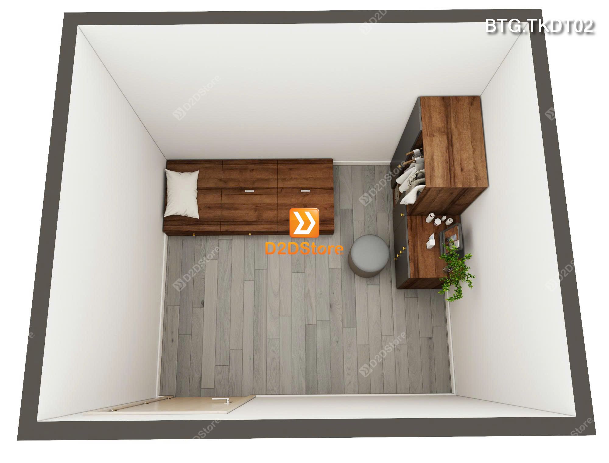  Bộ phòng ngủ dành cho người độc thân xếp gọn tiết kiệm diện tích linh hoạt di chuyển mã BTG.TKDT02 