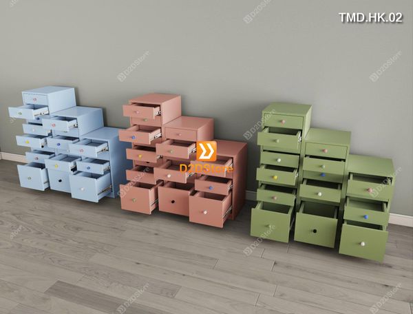 Bộ 3 tủ đồ dùng module 18 hộc kéo đựng đồ dùng tiện ích mã TMD.HK02