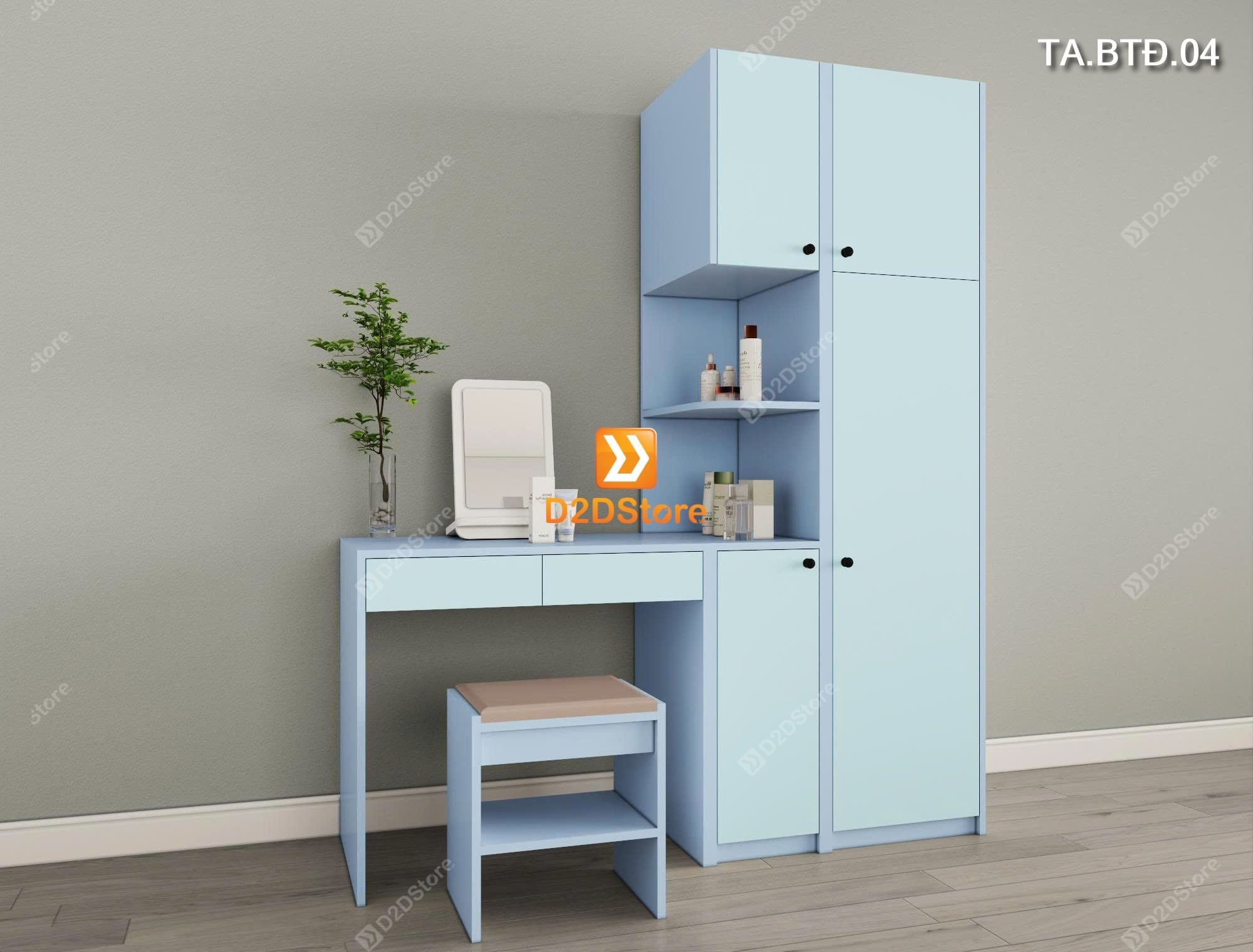  Bộ tủ và bàn tủ kết hợp tiện ích cho không gian nhỏ mã TA.BTÐ.04 