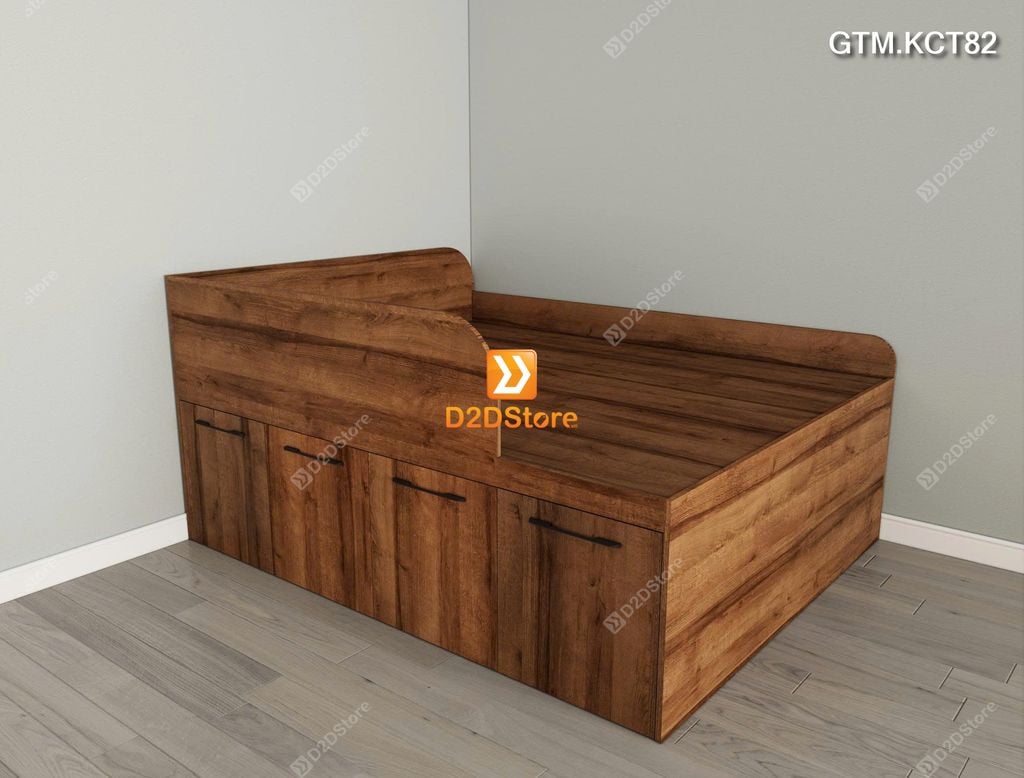 Giường thông minh tích hợp 4 tủ ngăn kéo dưới giường tiện ích không cầu thang cao 82cm mã GTM.KCT82