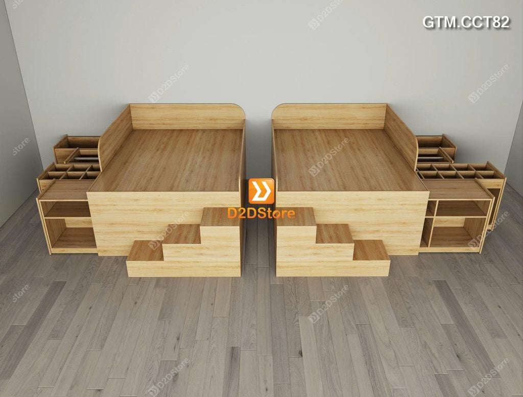 Giường thông minh tích hợp 4 tủ ngăn kéo dưới giường tiện ích có cầu thang cao 82cm mã GTM.CCT82 - Ảnh 5