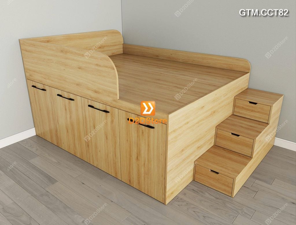 Giường thông minh tích hợp 4 tủ ngăn kéo dưới giường tiện ích có cầu thang cao 82cm mã GTM.CCT82 - Ảnh 6